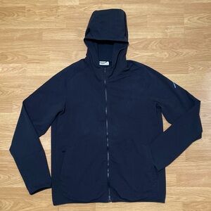 HILL CITY Mens Soft Shell Hooded Jacket XL Black Full Zip Hoodie Athletic